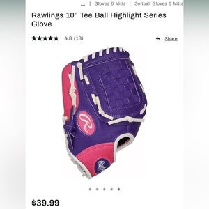 Rawlings Tee Ball Highlight 10" Fielders Glove Pink Purple